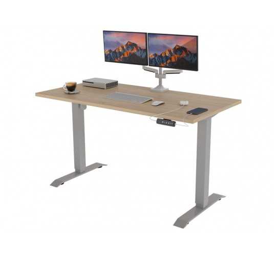 POKAR Desk with silver electric frame Sonoma Oak 140x60