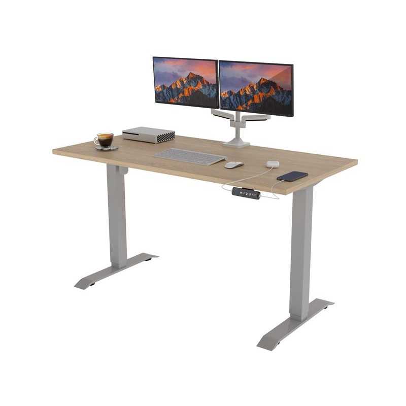 POKAR Desk with silver electric frame Sonoma Oak 140x70