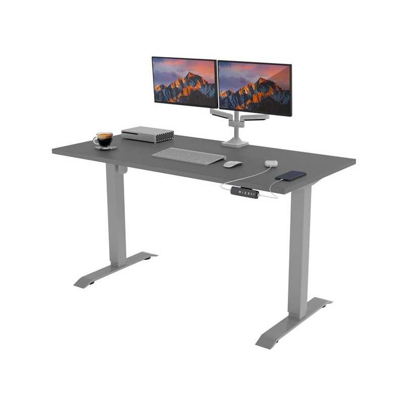 POKAR Desk with silver electric frame Grey 160x80