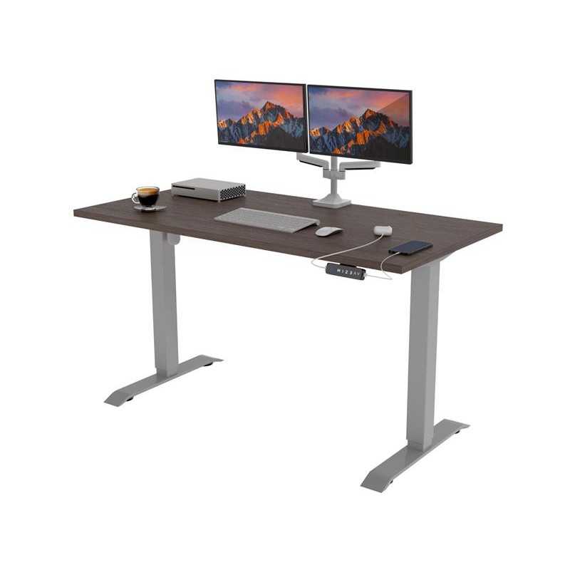 POKAR Desk with silver electric frame Davos Oak 140x80