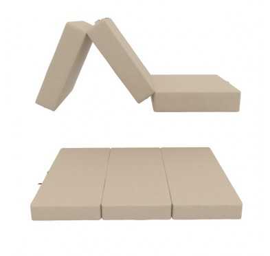 Foldable Mattress Guest Bed Camping Travel 80x195x15 Beige