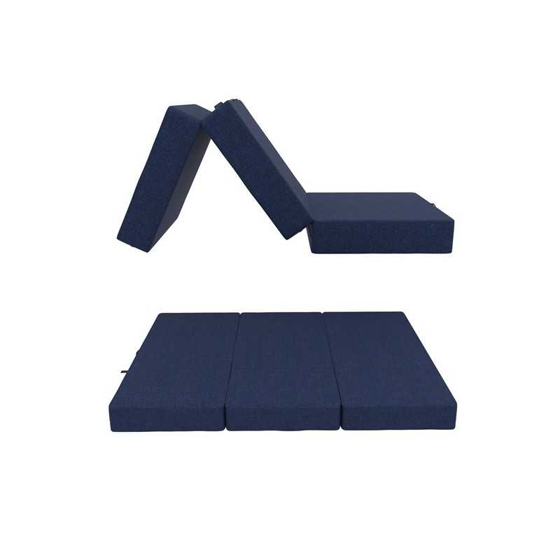 Foldable Mattress Guest Bed Camping Travel 80x195x15 Dark Blue