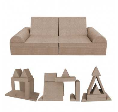 Creative modular Kids Sofa, set of 6 with semicircle cushion beige