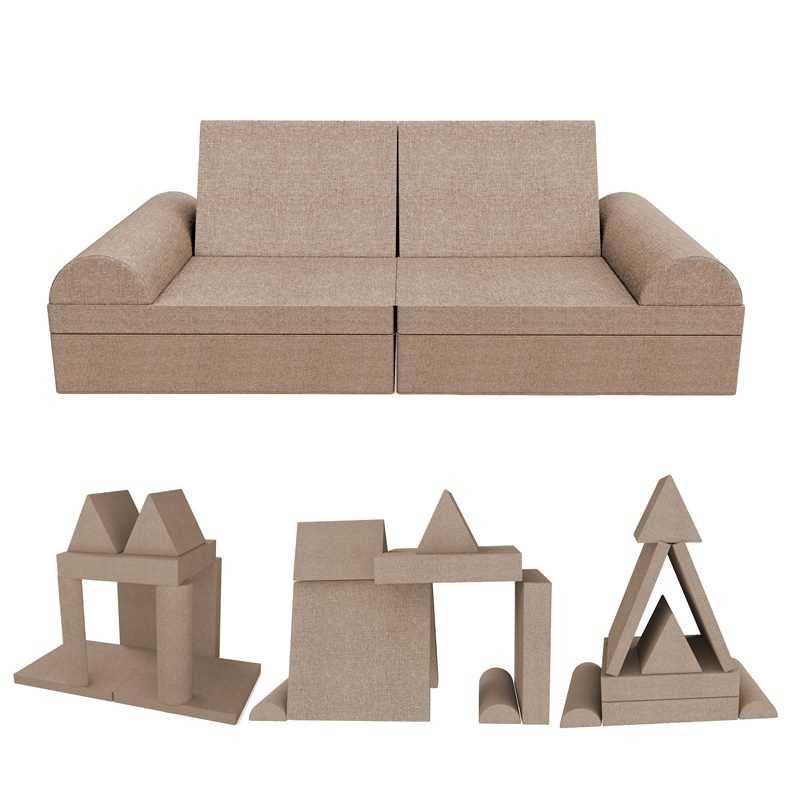 Creative modular Kids Sofa, set of 6 with semicircle cushion beige