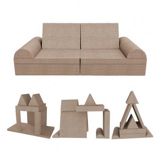 Creative modular Kids Sofa, set of 6 with semicircle cushion beige