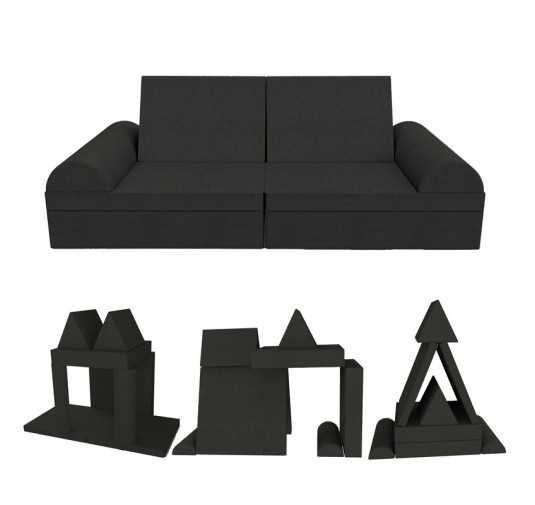 Creative modular Kids Sofa, set of 6 with semicircle cushion black