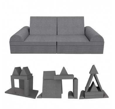 Creative modular Kids Sofa, set of 6 with semicircle cushion grey