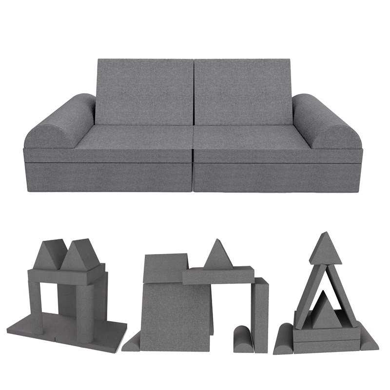 Creative modular Kids Sofa, set of 6 with semicircle cushion grey