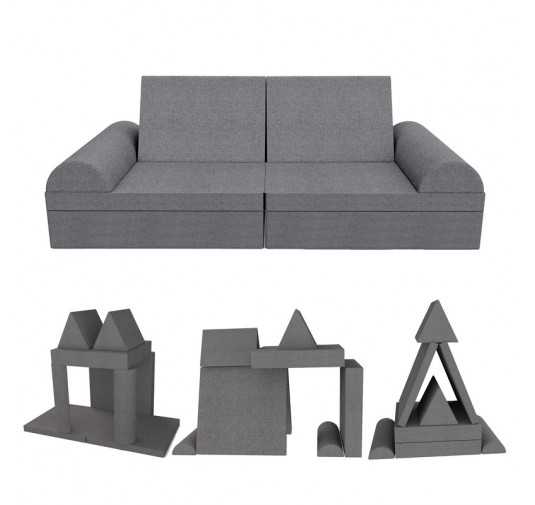 Creative modular Kids Sofa, set of 6 with semicircle cushion grey