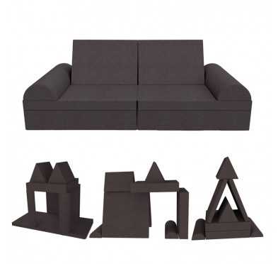 Creative modular Kids Sofa, set of 6 with semicircle cushion anthracite