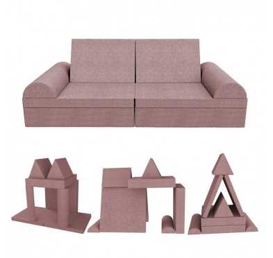 Creative modular Kids Sofa, set of 6 with semicircle cushion pink