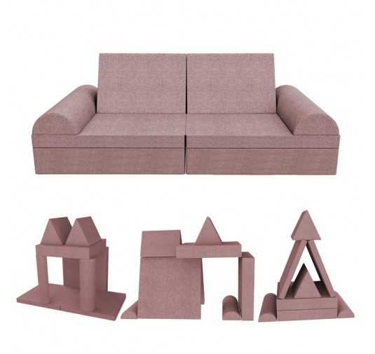 Creative modular Kids Sofa, set of 6 with semicircle cushion pink