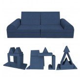 Creative modular Kids Sofa, set of 6 with semicircle cushion dark blue