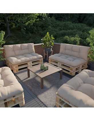 Set of 2 Garden Quilted Cushions 120x80 + 120x40 Beige