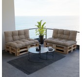 Set of 2 Garden Quilted Cushions 120x80 + 120x40 Beige