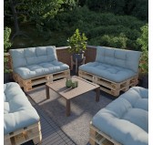 Set of 2 Garden Quilted Cushions 120x80 + 120x40 Blue