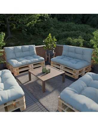 Set of 2 Garden Quilted Cushions 120x80 + 120x40 Blue