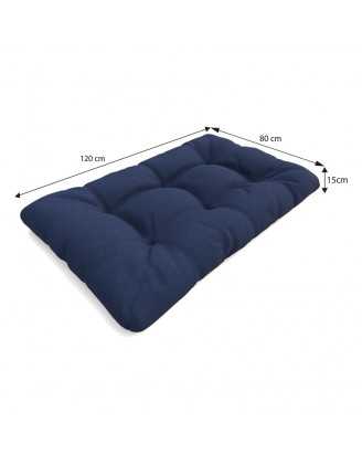 Set of 2 Garden Quilted Cushions 120x80 + 120x40 Dark Blue
