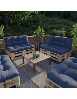 Set of 2 Garden Quilted Cushions 120x80 + 120x40 Dark Blue