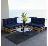 Set of 2 Garden Quilted Cushions 120x80 + 120x40 Dark Blue