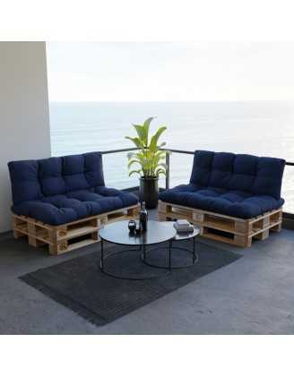 Set of 2 Garden Quilted Cushions 120x80 + 120x40 Dark Blue