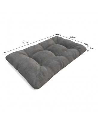 Set of 2 Garden Quilted Cushions 120x80 + 120x40 Grey
