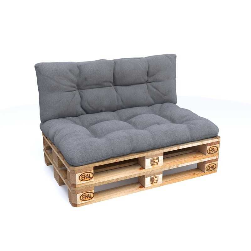 Set of 2 Garden Quilted Cushions 120x80 + 120x40 Grey