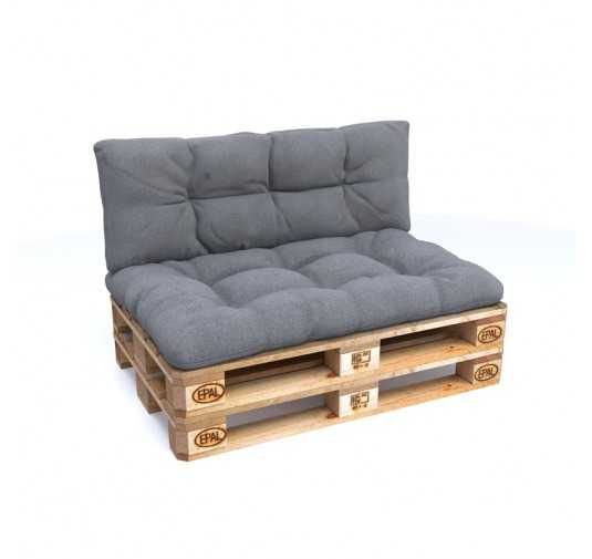 Set of 2 Garden Quilted Cushions 120x80 + 120x40 Grey