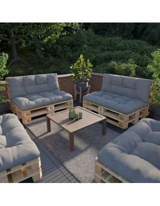 Set of 2 Garden Quilted Cushions 120x80 + 120x40 Grey