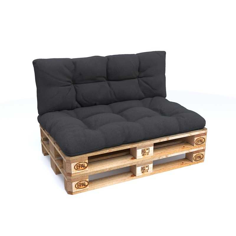 Set of 2 Garden Quilted Cushions 120x80 + 120x40 Anthracite