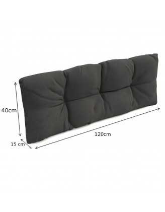 Set of 2 Garden Quilted Cushions 120x80 + 120x40 Anthracite