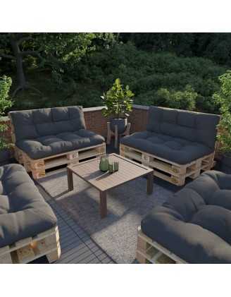 Set of 2 Garden Quilted Cushions 120x80 + 120x40 Anthracite