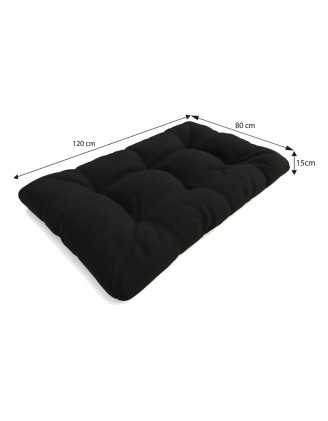 Set of 2 Garden Quilted Cushions 120x80 + 120x40 Black