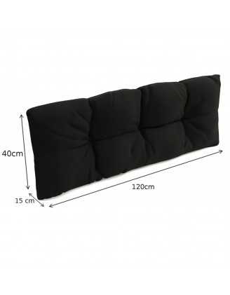 Set of 2 Garden Quilted Cushions 120x80 + 120x40 Black
