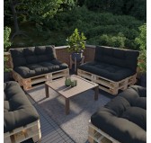 Set of 2 Garden Quilted Cushions 120x80 + 120x40 Black