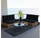Set of 2 Garden Quilted Cushions 120x80 + 120x40 Black