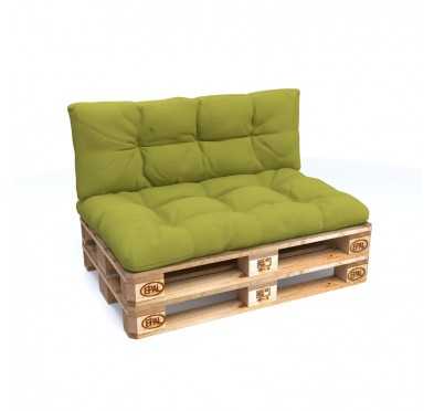 Set of 2 Pallet Cushions, 120x80 cm + 120x40 cm, Quilted, Lime