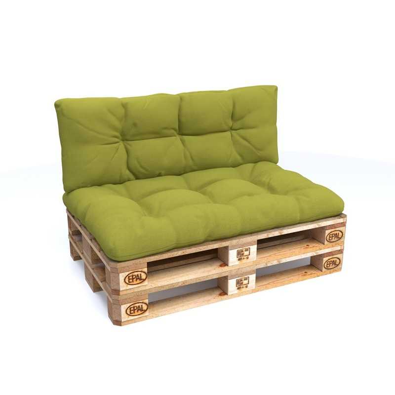 Set of 2 Pallet Cushions, 120x80 cm + 120x40 cm, Quilted, Lime