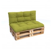 Set of 2 Pallet Cushions, 120x80 cm + 120x40 cm, Quilted, Lime