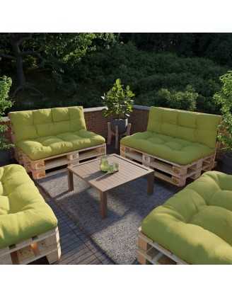 Set of 2 Pallet Cushions, 120x80 cm + 120x40 cm, Quilted, Lime