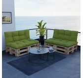 Set of 2 Pallet Cushions, 120x80 cm + 120x40 cm, Quilted, Lime