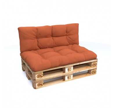 Set of 2 Pallet Cushions, 120x80 cm + 120x40 cm, Quilted, Orange