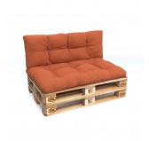 Set of 2 Pallet Cushions, 120x80 cm + 120x40 cm, Quilted, Orange