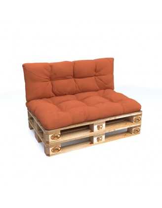 Set of 2 Pallet Cushions, 120x80 cm + 120x40 cm, Quilted, Orange