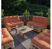 Set of 2 Pallet Cushions, 120x80 cm + 120x40 cm, Quilted, Orange