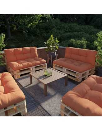 Set of 2 Pallet Cushions, 120x80 cm + 120x40 cm, Quilted, Orange