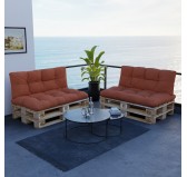 Set of 2 Pallet Cushions, 120x80 cm + 120x40 cm, Quilted, Orange