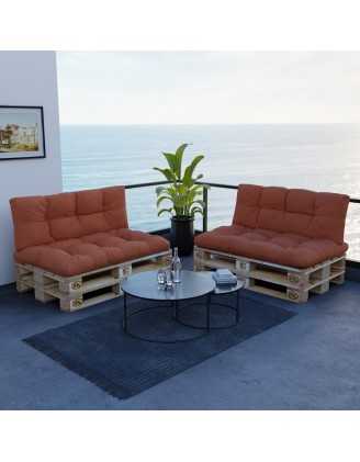Set of 2 Pallet Cushions, 120x80 cm + 120x40 cm, Quilted, Orange