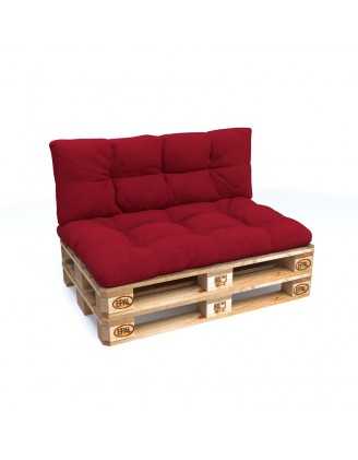 Set of 2 Pallet Cushions, 120x80 cm + 120x40 cm, Quilted, Red