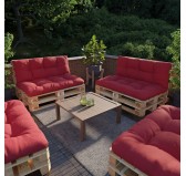 Set of 2 Pallet Cushions, 120x80 cm + 120x40 cm, Quilted, Red